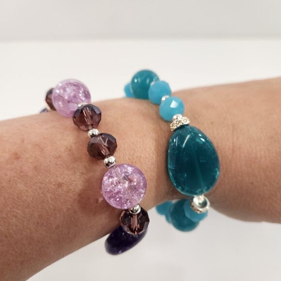 Avon Stretch Bracelet Lot Metallic Mix / Mix & Stack Beaded NEW - Picture 2 of 8